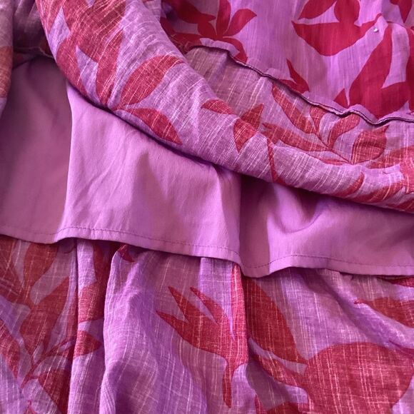 Old Navy One Shoulder Ruffle Trim Dress Sz XL Purple Floral Beach Vacay - Picture 7 of 9